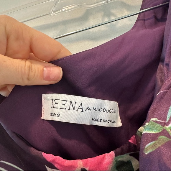 Mac Duggal Ieena Purple One Shoulder Long Sleeve Floral Pink Wedding Guest Dress - Picture 4 of 16